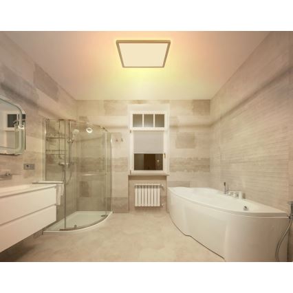 Globo - LED Dimbare badkamer plafondverlichting LED/24W/230V 3000K IP44 42x42 cm messing
