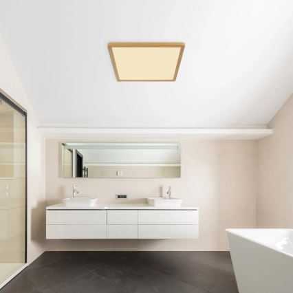 Globo - LED Dimbare badkamer plafondverlichting LED/24W/230V 3000K IP44 42x42 cm messing