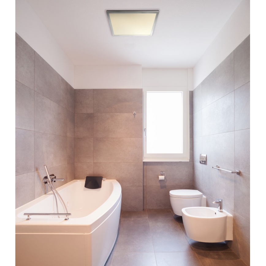 Globo - LED Dimbare badkamer plafondverlichting LED/24W/230V 42x42 cm IP44 mat chroom