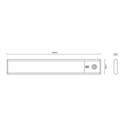 Globo - LED Dimbare Oplaadbare Onderbouwverlichting LED/1,4W/5V 4000K 1100 mAh 24 cm
