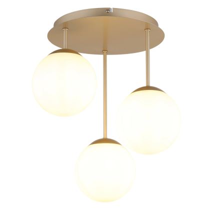 Globo - Plafonnier à montage en surface 3xE14/25W/230V, finition laiton