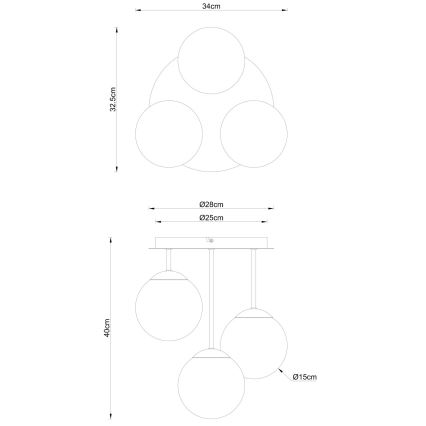 Globo - Opbouwkroonluchter 3xE14/25W/230V zwart