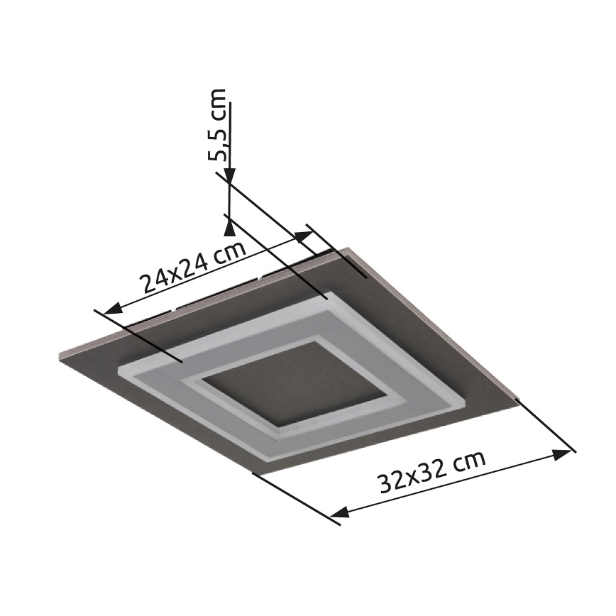 Globo - LED Plafondlamp LED/24W/230V 3000K 32x32 cm antraciet