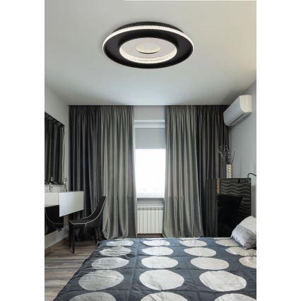 Globo - LED dimbare plafondlamp LED/30W/230V 2700-6500K Ø 52,5 cm zwart + afstandsbediening