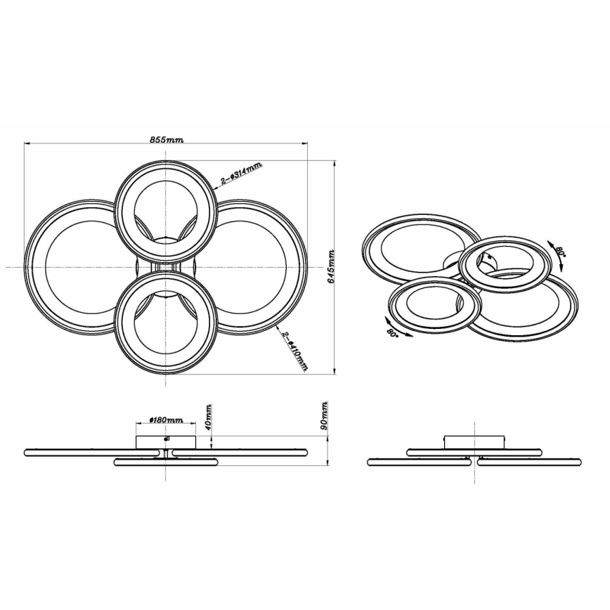 Globo - Plafonnier LED LED/50W/230V 3000K 64,5x85,5 cm