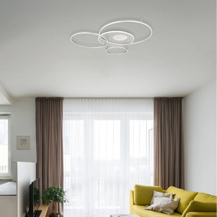 Globo - Plafonnier LED dimmable LED/54W/230V 2700-6500K 90x70 cm argenté + télécommande