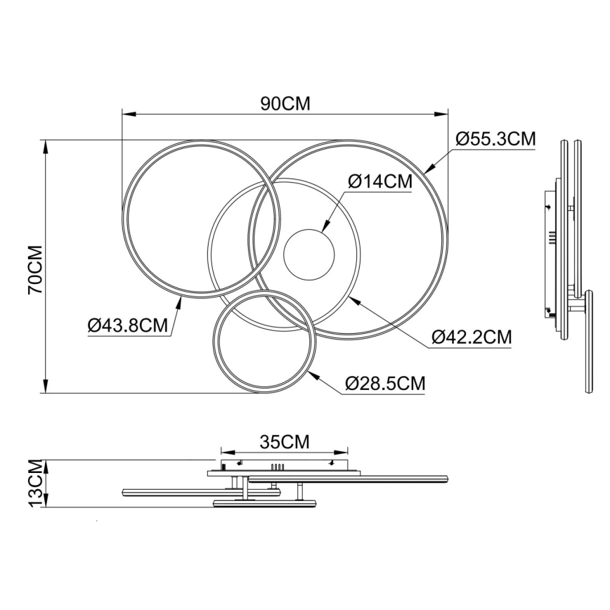 Globo - Plafonnier LED dimmable LED/54W/230V 2700-6500K 90x70 cm argenté + télécommande