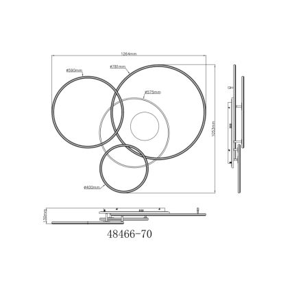 Globo - LED dimbare plafondlamp LED/70W/230V 2700-6500K goudkleurig + afstandsbediening