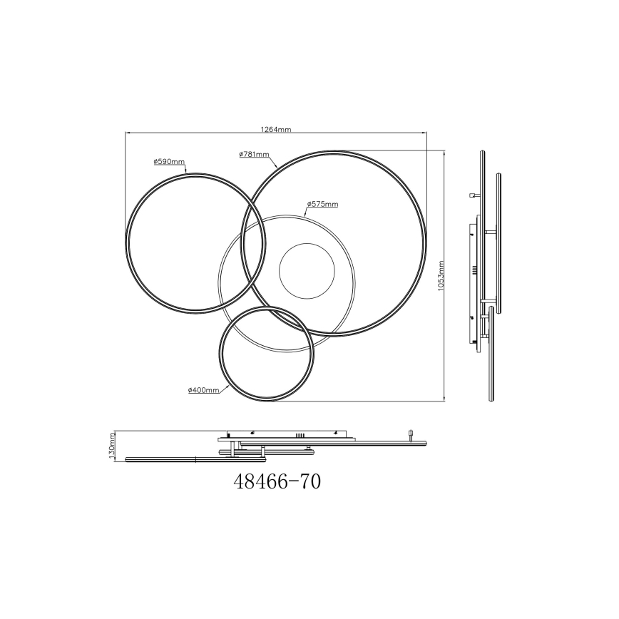 Globo - LED dimbare plafondlamp LED/70W/230V 2700-6500K goudkleurig + afstandsbediening