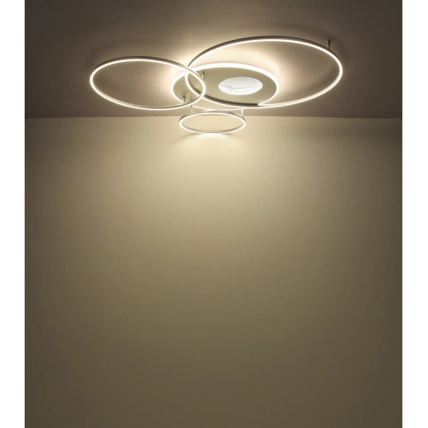 Globo – Plafonnier LED dimmable 70 W, 230 V, 2700–6500 K, Wi‑Fi Tuya, chrome mat + télécommande
