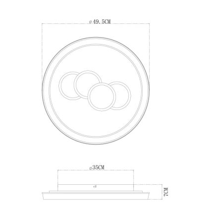 Globo - Plafonnier LED 40 W / 230 V, 3000 K, Ø 49,5 cm, doré