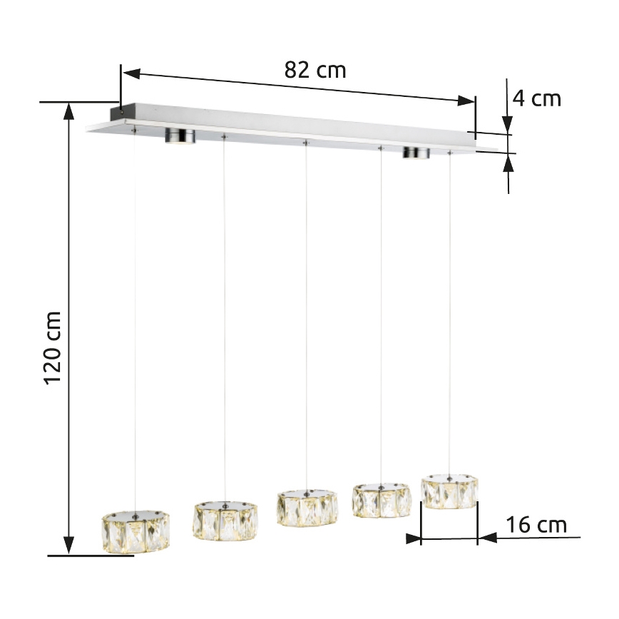 Globo - LED Hanglamp aan een koord LED/52W/230V 4000K glanzend chroom/doorzichtig