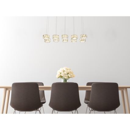Globo - LED Hanglamp aan een koord LED/92W/230V 4000K glanzend chroom/doorzichtig