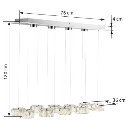 Globo - LED Hanglamp aan een koord LED/92W/230V 4000K glanzend chroom/doorzichtig