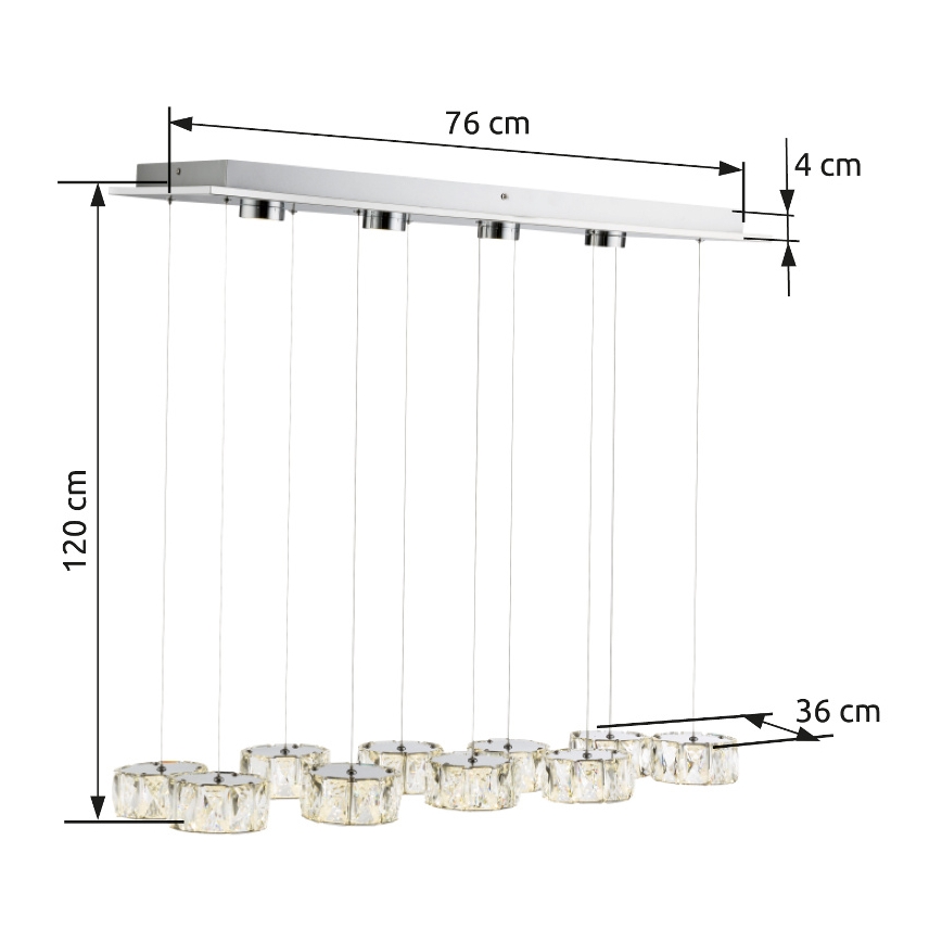 Globo - LED Hanglamp aan een koord LED/92W/230V 4000K glanzend chroom/doorzichtig