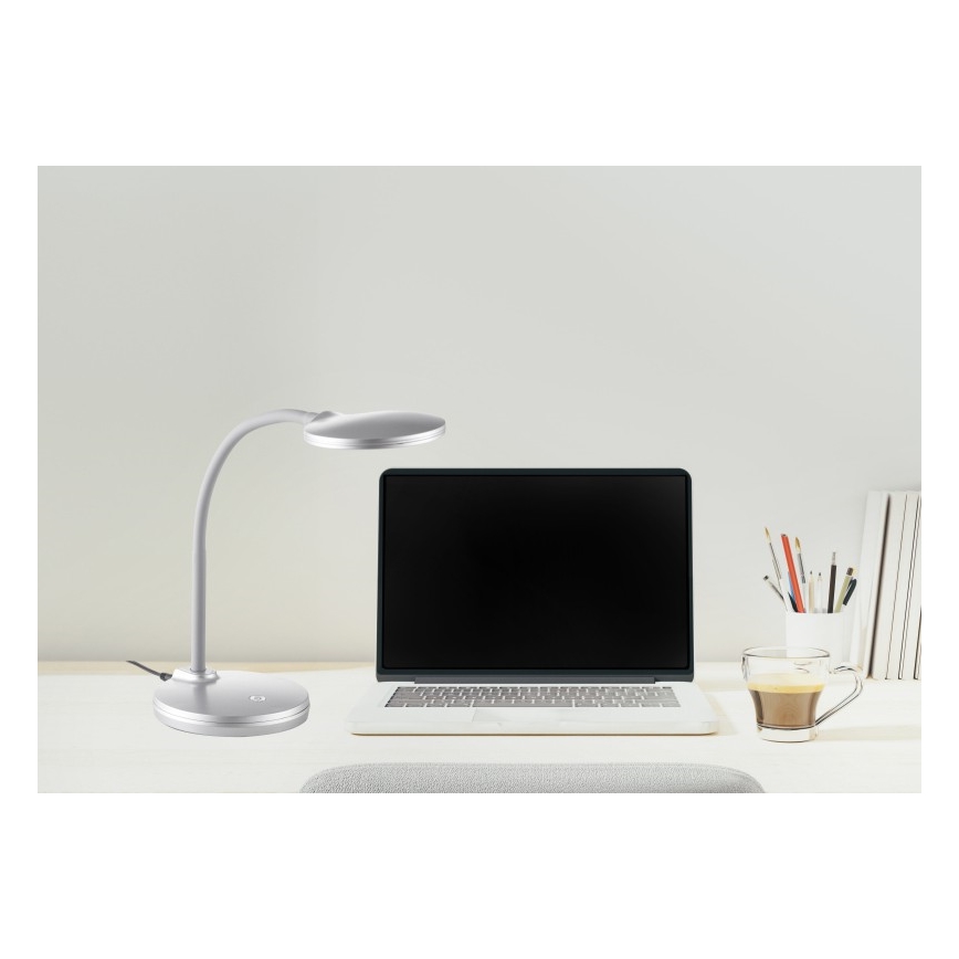 Globo - Lampe de bureau tactile flexible à intensité variable LED/4,6W/230V argentée