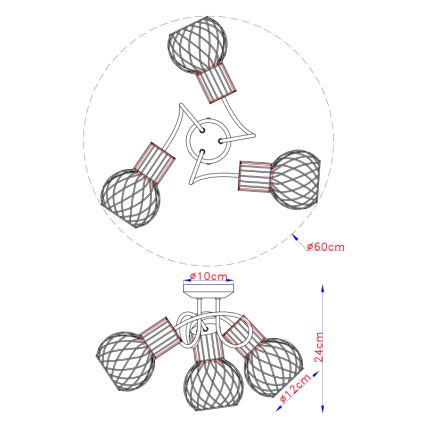 Globo - Plafondlamp 3xE27/40W/230V