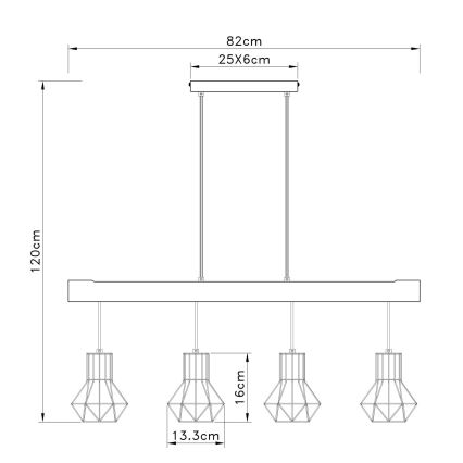 Globo - Hanglamp aan een koord 4xE27/40W/230V