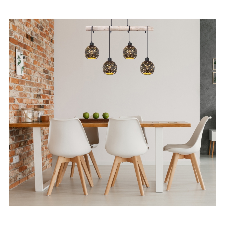 Globo 54029-4H - Hanglamp aan kabel JODIE 4xE27/40W/230V beige/zwart