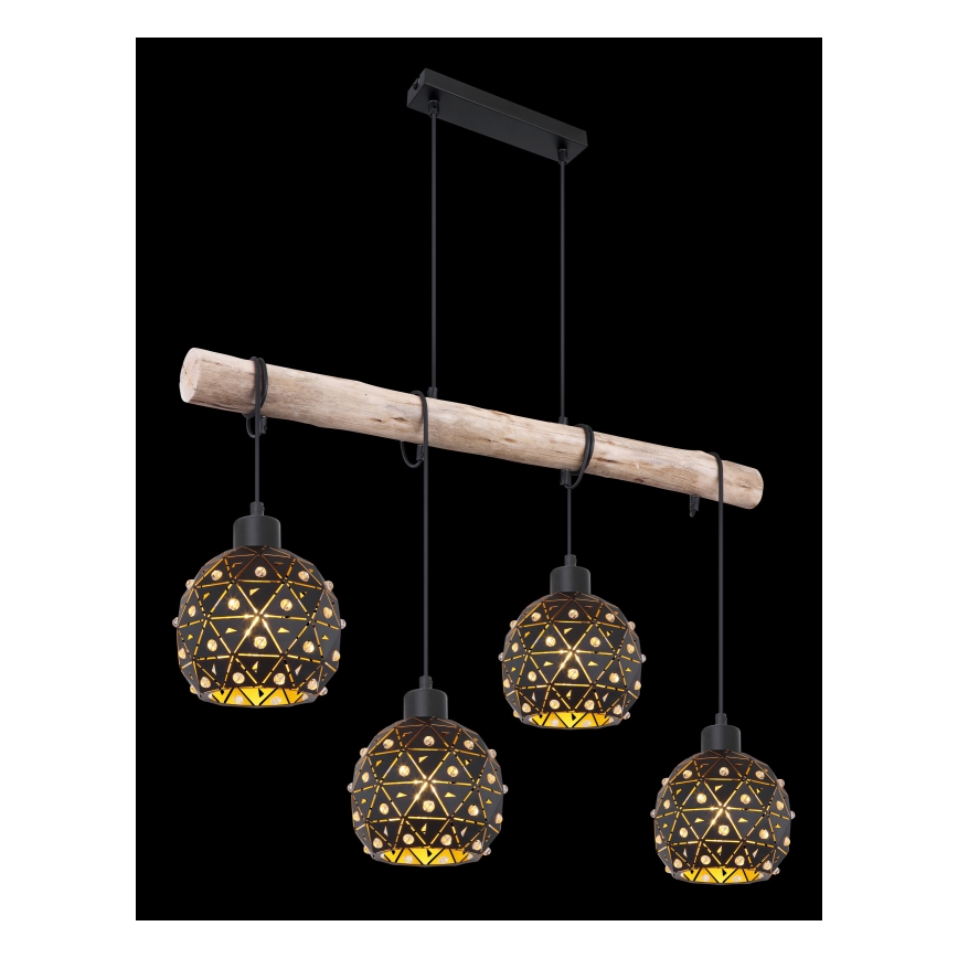 Globo 54029-4H - Hanglamp aan kabel JODIE 4xE27/40W/230V beige/zwart