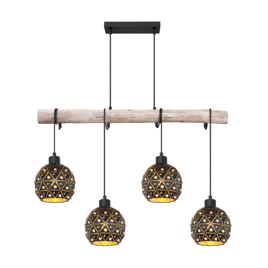 Globo 54029-4H - Hanglamp aan kabel JODIE 4xE27/40W/230V beige/zwart