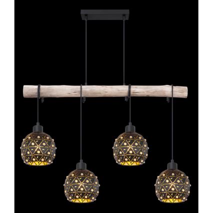 Globo 54029-4H - Suspension sur câble JODIE 4xE27/40W/230V beige/noir
