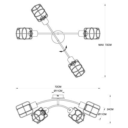 Globo - Plafondkroonluchter 4xE27/40W/230V