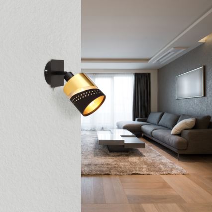 Globo - Wandspot 1xE14/25W/230V zwart/goud