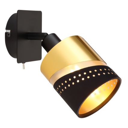 Globo - Wandspot 1xE14/25W/230V zwart/goud