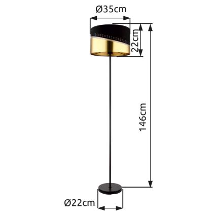 Globo - Staande Lamp 1xE27/60W/230V diameter 35 cm zwart/goud