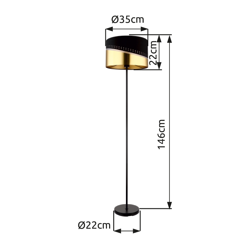 Globo - Staande Lamp 1xE27/60W/230V diameter 35 cm zwart/goud