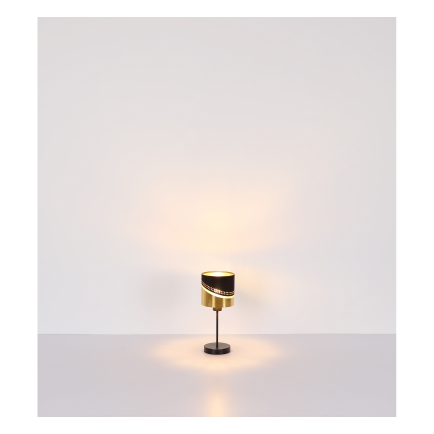 Globo - Tafellamp 1xE27/40W/230V diameter 16 cm zwart/goud