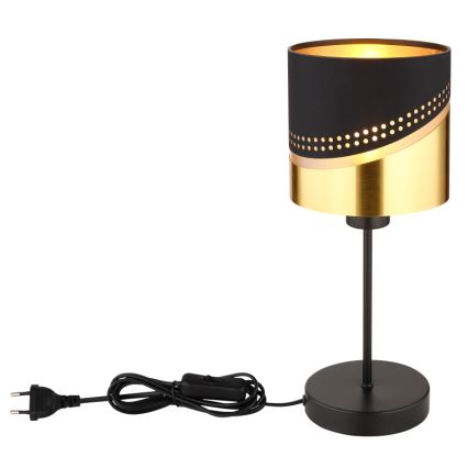 Globo - Tafellamp 1xE27/40W/230V diameter 16 cm zwart/goud