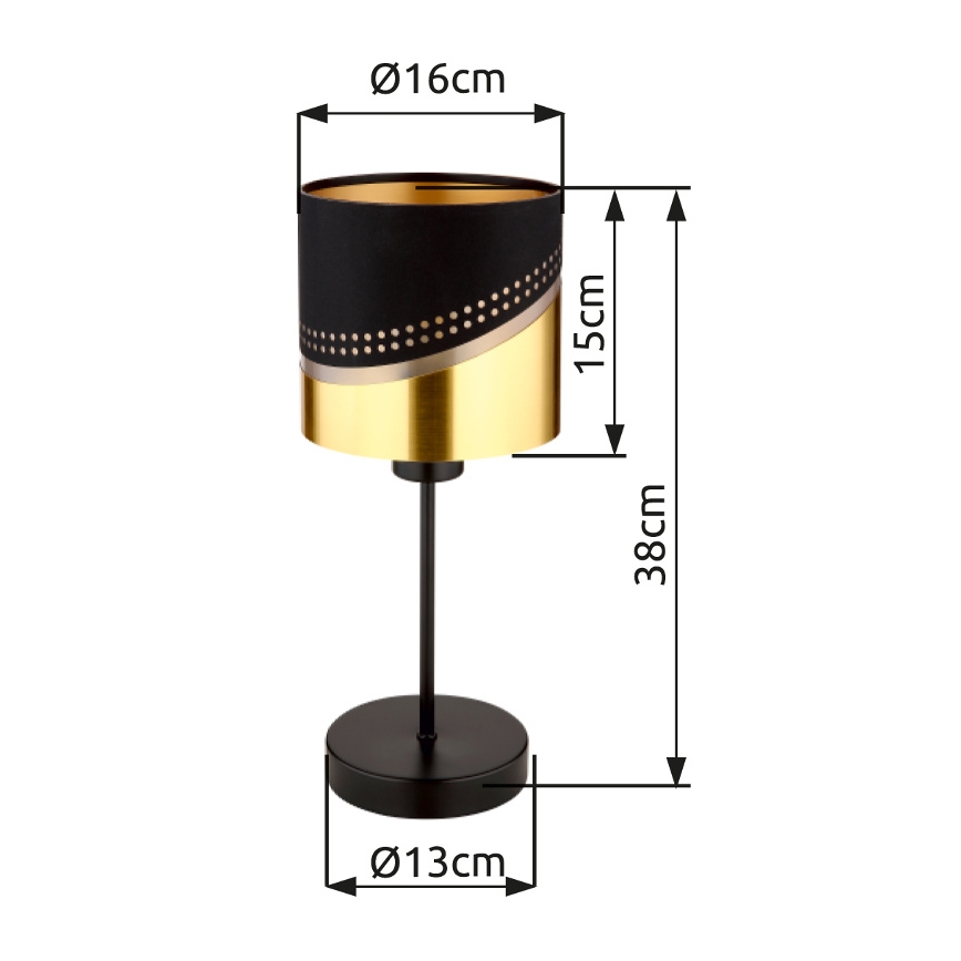Globo - Tafellamp 1xE27/40W/230V diameter 16 cm zwart/goud
