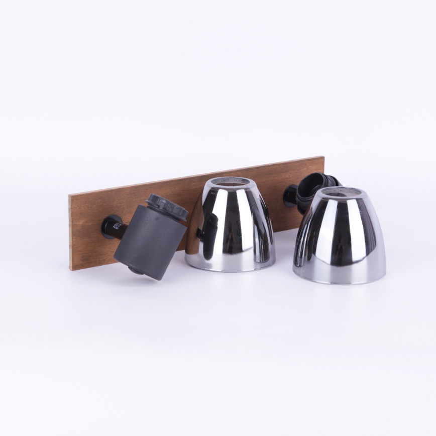 Globo - Spot mural CLAUDE 2xE14/40W/230V noir/bois