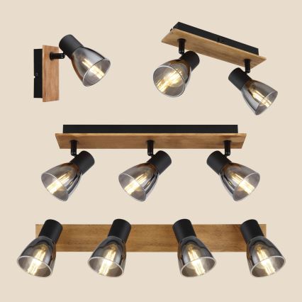 Globo - Spot mural CLAUDE 2xE14/40W/230V noir/bois