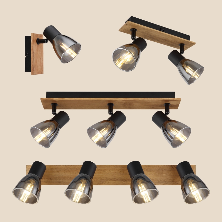 Globo - Spot mural CLAUDE 2xE14/40W/230V noir/bois