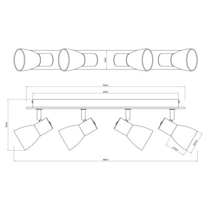 Globo - Spot 4xE14/40W/230V zwart/hout