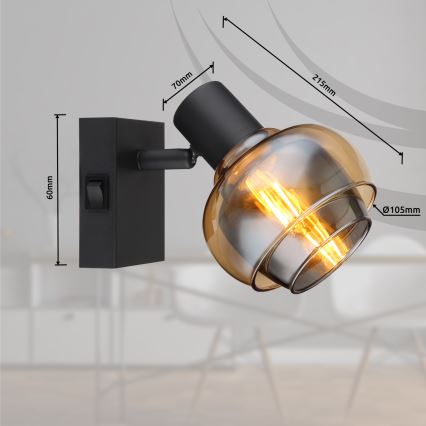 Globo - Wandspot 1xE14/40W/230V zwart