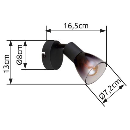 Globo - Wandspot 1xE14/25W/230V zwart