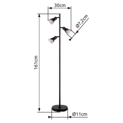 Globo - Staande Lamp 3xE14/25W/230V zwart