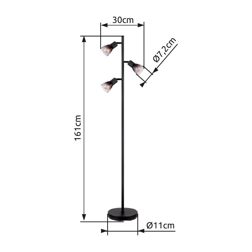 Globo - Staande Lamp 3xE14/25W/230V zwart