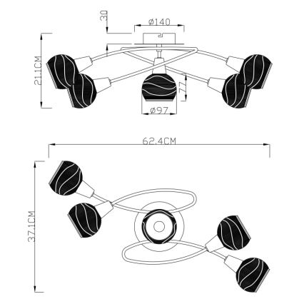 Globo - Plafonnier LED ELLIOTT 5xE14/4W/230V