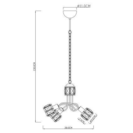 Globo - Suspension chaîne LED 3xE14/40W/230V + LED/5W