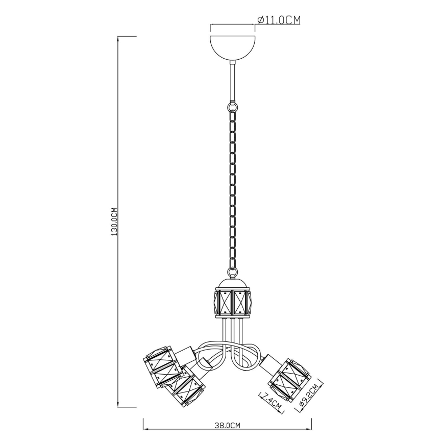 Globo - Suspension chaîne LED 3xE14/40W/230V + LED/5W