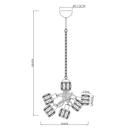 Globo - LED kroonluchter aan ketting 5xE14/40W/230V + LED/5W