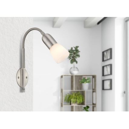 Globo - Flexibel klein lampje 1xE14/40W/230V mat chroom