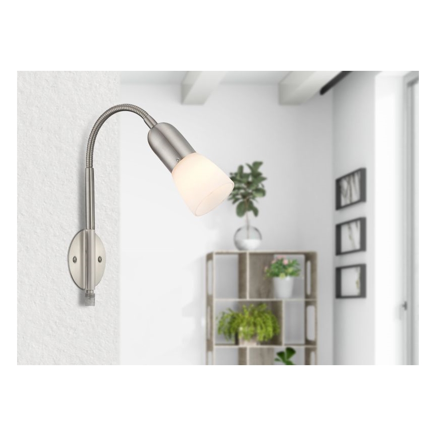 Globo - Flexibel klein lampje 1xE14/40W/230V mat chroom