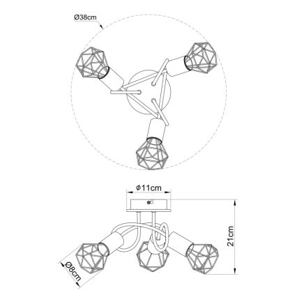 Globo - Hanglamp voor Oppervlak Montage 3xE14/40W/230V