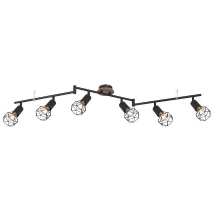 Globo - Plafonnier 6x E14/40W/230V, noir/marron